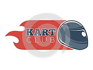 Karting club or kart races sport competition vector racer helmet template icon