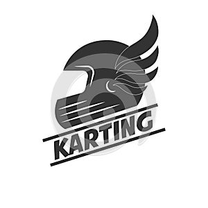 Karting club or kart races sport helmet vector template icon