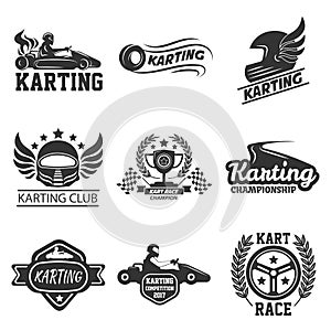 Karting club or kart races sport vector template icons set photo