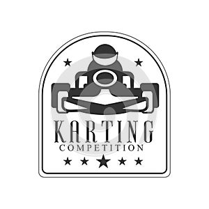 Karting Club Race Black And White Logo Design Template With Rider In Kart Silhouette