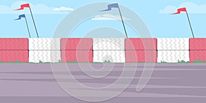 Karting competition or go-kart racing empty track flat vector illustration.