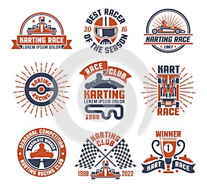 Karting Motor Race Logo Emblem Set