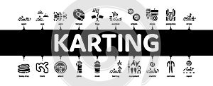 Karting Motorsport Minimal Infographic Banner Vector Flat