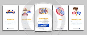 Karting Motorsport Onboarding Elements Icons Set Vector