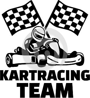 Kartracing team with goal flags