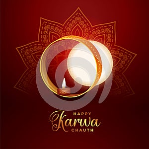 Karwa chauth festival celebration card design poster