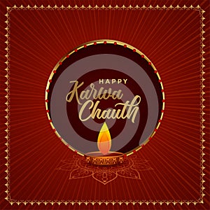 Karwa chauth festival of india poster design with diya