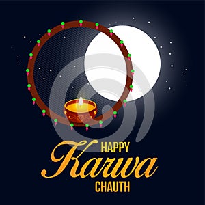 Karwa Chauth with nice and creative design illustration