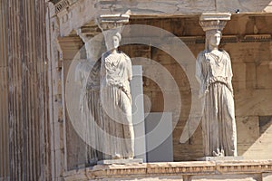 Karyatides at the Acropolis in Athens Greece