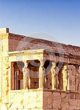 Karyatides statues of Erechtheion on the Acropolis, Athens
