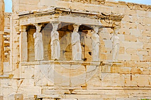Karyatides statues, Erehtheio, on the Acropolis in Athens