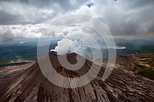 Karymskaya Sopka, or Karymsky volcano on the Kamchatka Peninsula, Russia