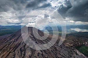 Karymskaya Sopka, or Karymsky volcano on the Kamchatka Peninsula, Russia