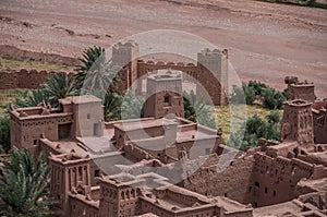 Kasbah Ait Ben Haddou in the Atlas Mountains of Morocco. Medieval fortification city, UNESCO World Heritage Site.