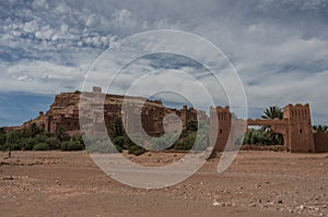 Kasbah Ait Ben Haddou in the Atlas Mountains of Morocco. Medieval fortification city, UNESCO World Heritage Site.