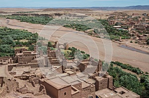 Kasbah Ait Ben Haddou in the Atlas Mountains of Morocco. Medieval fortification city, UNESCO World Heritage Site.