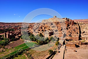 Kasbah Ait Benhaddou in Morocco, traditional berber clay ksar - fortified city, beautiful and must see historical heritage