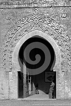 Kasbah Chellah in Rabat in Morocco in black and white