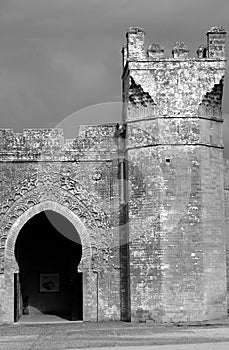 Kasbah Chellah in Rabat in Morocco in black and white