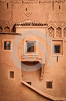 Kasbah Taourirt. Detail facade. Ouarzazate. Morocco.