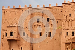 Kasbah Taourirt. Detail facade. Ouarzazate. Morocco.