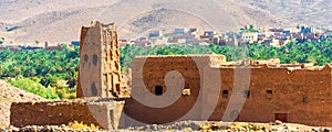 Kasbah Taourirt exterior in Zagora, Morocco. With selective focus