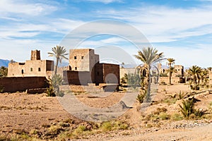 Kasbah, Traditional berber clay settlement in Sahara desert, Morocco