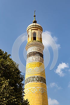 Kashgar, Xinjiang, China: a minaret of  Id Kah Mosque, the most famous attractions in Kashgar Ancient Town.