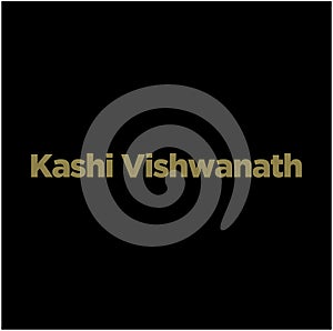 Kashi Vishwanath lord Shiva jyotirlinga typography in golden color. Kashi Vishwanath lettering