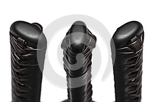 Kashira : cap or pommel on the end of the Japanese sword handle isolated in white background.