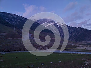 Kashmir, India - April 14th, 2021 : Beautiful landscape of Sonamarg in himalayas