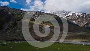 Kashmir, India - April 14th, 2021 : Beautiful landscape of Sonamarg in himalayas