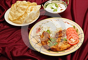 Kashmiri chicken raita and pappadums