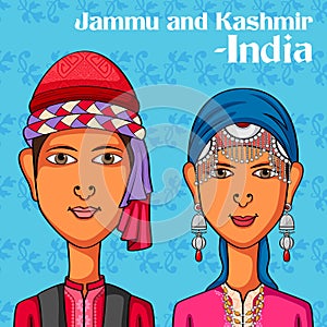 Kashmiri Couple in traditional costume of Jammu and Kashmir, India