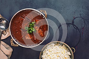 Kashmiri lamb rogan josh served with pulao rice