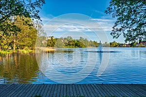 Kashubian Lake District landscape in Kartuzy, Pomerania. Poland photo