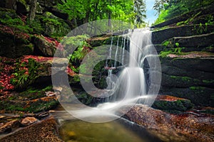 Kaskady Myi waterfall in Karkonosze National Park, Poland