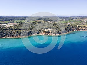 Kassandra coastline near town of Nea Fokea, Chalkidiki, Greece