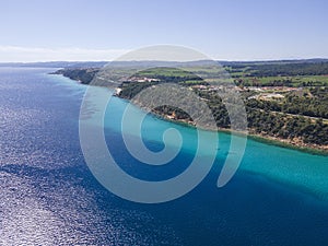 Kassandra coastline near town of Nea Fokea, Chalkidiki, Greece