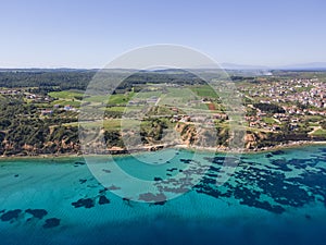 Kassandra coastline near town of Nea Fokea, Chalkidiki, Greece