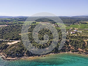 Kassandra coastline near town of Nea Fokea, Chalkidiki, Greece