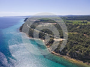 Kassandra coastline near town of Nea Fokea, Chalkidiki, Greece