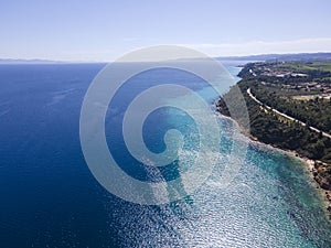 Kassandra coastline near town of Nea Fokea, Chalkidiki, Greece