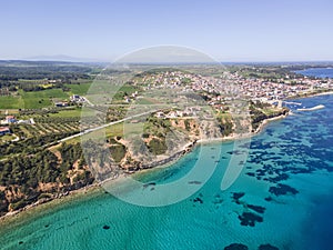 Kassandra coastline near town of Nea Fokea, Chalkidiki, Greece