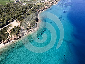 Kassandra coastline near town of Nea Fokea, Chalkidiki, Greece