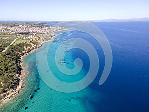 Kassandra coastline near town of Nea Fokea, Chalkidiki, Greece