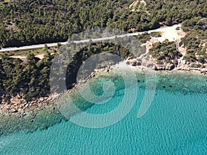 Kassandra coastline near town of Nea Fokea, Chalkidiki, Greece