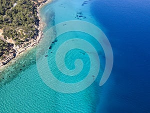 Kassandra coastline near town of Nea Fokea, Chalkidiki, Greece