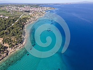 Kassandra coastline near town of Nea Fokea, Chalkidiki, Greece