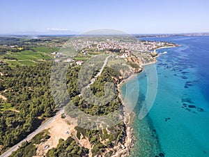 Kassandra coastline near town of Nea Fokea, Chalkidiki, Greece